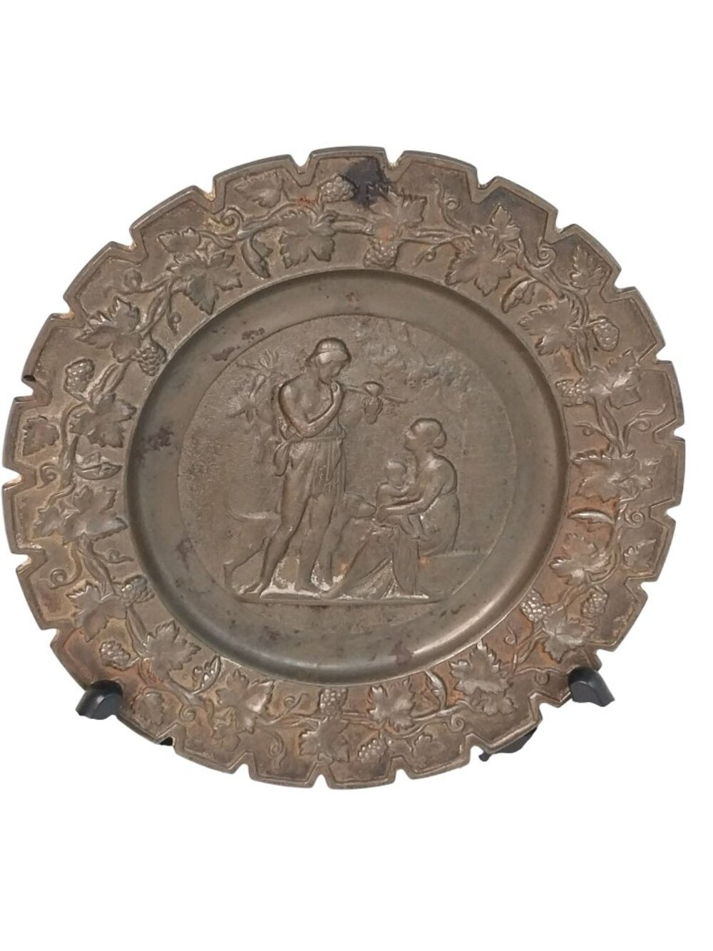 Cast Iron Plate The Four Seasons of Life Embossed Plate Classical Relief Scene